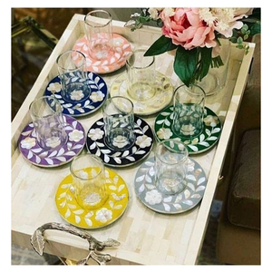 Meilleures assiettes de soucoupe brillantes naturelles faites à la main avec nacre pour la décoration de la maison - Product Image 1