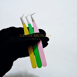 Pince à épiler professionnelle en acier inoxydable avec revêtement en poudre couleur personnalisée, anti-magnétique, à poignée diamantée, pour extensions de cils volume, avec logo personnalisé - Product Image 6