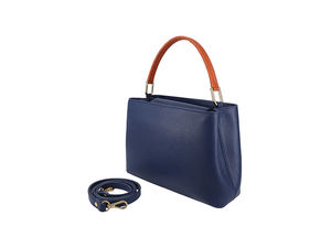 Cuir véritable Femmes Bleu & Tan Sac à main Centre Rabat Haute Qualité Mode Vente en gros 2025 Couleur personnalisée & logo OEM Crossbody - Product Image 3