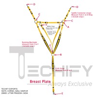 Ensemble de bridon et de rênes TECHIFY en nylon jaune pour cheval, avec peitorale et rênes réglables, équipement d'endurance