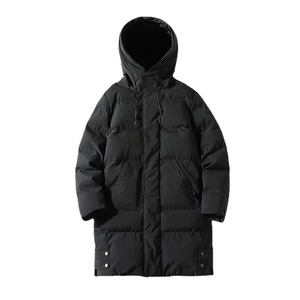 Veste en toile décontractée matelassée à capuche pour homme, coupe-vent, respirante, imperméable, fermeture éclair, vêtement d'extérieur mi-long, devant de football - Product Image 5