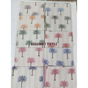 Venta al por mayor Jaipuri indio hecho a mano 100% algodón Floral Kantha edredones palmera impresa algodón Kantha edredón - Product Image 3