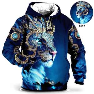 Sweat-shirt à capuche pour homme, imprimé tigre 3D, ample, design tendance, manches longues, pull, 4XL, surdimensionné, printemps automne - Product Image 3
