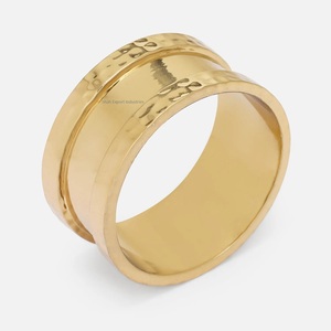 Anneaux de serviette martelés en laiton fini or porte-serviettes de forme ronde pour les décorations de Table de dîners de mariage - Product Image 6