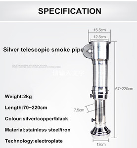 Hotte aspirante de cuisine commerciale chinoise en acier inoxydable MODI, extracteur de fumée pour <span class=keywords><strong>barbecue</strong></span>, <span class=keywords><strong>accessoires</strong></span> de <span class=keywords><strong>barbecue</strong></span> télescopiques - Product Image 4