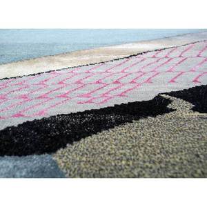Tapis géométrique noué à la main en laine et soie de bambou Manchaha, rectangulaire, épaisseur 10 mm, pour salon, couloir - Les-1193 Gris & Noir - Product Image 3