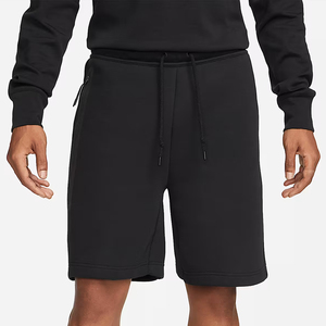 Shorts chauds mi-longs en polaire technique bleue écologique pour homme avec cordon de serrage, personnalisation du logo et motif uni, style streetwear - Product Image 4