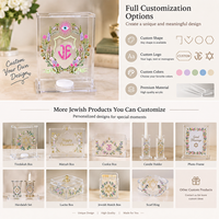 Boîte à Tzedakah Personnalisée en Acrylique, Boîte de Charité Florale Personnalisée, Support de Donations Judaïques avec Logo Personnalisé pour Bar Mitzvah