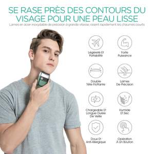 Afeitadora Eléctrica Portátil Mini para Hombre, Recargable por USB, Afeitadora de Viaje con Doble Cuchilla Verde para Afeitar la Cara y Uso en Autocaravanas - Product Image 6