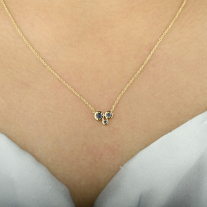 1054 spj สร้อยคอแบบโซ่ประดับจี้แซฟไฟร์สีทอง14K แบบทรีโอธรรมชาติจี้แซฟไฟร์สีฟ้า - Product Image 5