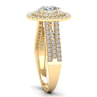 REYES Bague Halo en argent sterling 925 sur mesure avec Moissanite ovale en or jaune 14 carats pour femme Cadeau d'anniversaire Bijoux fins