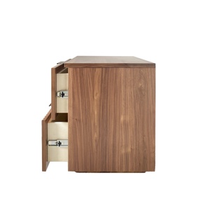 Mesa de Noche de Madera de Nogal Macizo con 2 Cajones, Mesa de Noche Moderna de Madera, Color Natural, Muebles OEM de Vietnam - Product Image 3