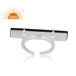 Best Selling Fine Sterling Natural Black Onyx Gemstone <b>Adjustable</b> <b>Ring</b> Custom Jewelry Manufacturer - Product Image 4