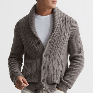 Custom Vintage Print V-Neck <b>Cardigan</b> Breathable Warm <b>Thick</b> Knitwear for Autumn Winter Casual Wear Button Decoration ODM Supply - Product Image 6