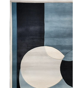 Tapis contemporain abstrait géométrique en laine touffeté à la main forme rectangulaire moderne haute pour bureau à domicile salon charbon de bois - Product Image 1
