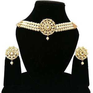 Ensemble de collier et de boucles d'oreilles pour fête de mariage, fiançailles, style traditionnel, aspect or, tendance, cadeau, bijoux pour femmes, mariage, plaqué or 24 carats - Product Image 1