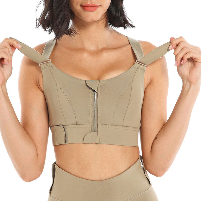 promotionSports Bras Yoga Vest Front Zipper Plus Size Adjustable Strap Shockproof Gym Athletic Fitness Women Bra Brassiere