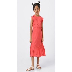 Vestido de lino bohemio de diseñador superventas para niñas, bordado de calidad Superior, aspecto informal de verano para vacaciones en la playa, venta al por mayor para niños - Product Image 5