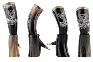 Cuerno para beber hecho a mano Cuerno de vino y cerveza de estilo vikingo rústico asequible para el hogar, fiestas, festivales, regalo de bajo costo - Product Image 2