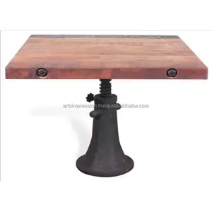 木製に金属製のアルミスタンドを追加木製のテーブルトップに木製のコーヒーテーブルカフェにスレートトップキッチン木製テーブルを使用見事