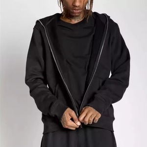 Vente à chaud OEM sweat à capuche personnalisé Hip Hop sweats à capuche surdimensionnés hommes broderie fermeture éclair complète unisexe mode sweat à capuche intégral - Product Image 2