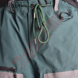 Pantalon de neige bicolore vert et gris 2026 avec tissu imperméable, taille à cordon de serrage, poches zippées et ourlet élastique - Product Image 4