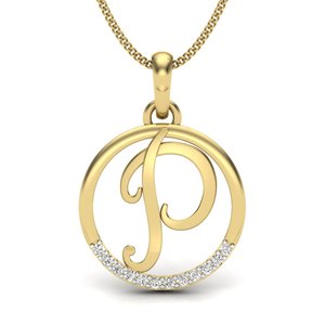 Ishi Diamonds 'Elegant 14k Gold 'P 'Alphabet Pendentif en diamant de laboratoire Pendentifs et breloques en diamant élégamment conçus - Product Image 1