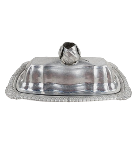 Beurrier en acier inoxydable finition argentée de style vintage, vaisselle et assiettes de table personnalisées pour la cuisine - Product Image 5