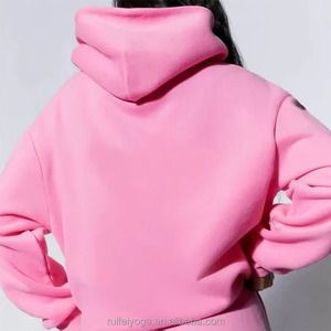 Conjunto de 2 piezas de sudadera con capucha y pantalones cortos de ciclista para mujer, 100 % algodón, OEM/ODM, con logotipo personalizado impreso en 3D, chándal de 2 piezas para mujer - Product Image 6