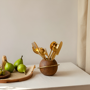 Offre Spéciale cuisine couverts organisateur en bois couverts panier étendoir porte-ustensile forme arrondie - Product Image 3
