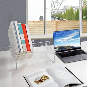 Artfulcosmos - Soporte de Libros de Acrílico Transparente con Forma de Escalera, 1 Estante, Solución Moderna para Ahorrar Espacio en el Escritorio, para Uso en el Hogar y la Oficina - Product Image 2