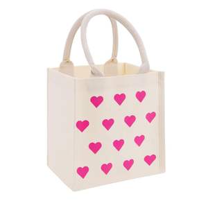 Sacs fourre-tout en toile à motif de cœur mignon avec doublure imperméable Sacs à provisions réutilisables pour la Saint-Valentin, les mariages de la fête des mères - Product Image 1