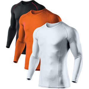 Chemises de fitness sur mesure de haute qualité chemises de compression pour hommes fabriquées en usine modèles en polyester solide approvisionnement OEM vente chaude - Product Image 2