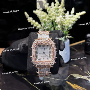 Montre Iced Out pour homme, cadran carré en verre, cadran Thoren et diamants Moissanite VVS complets, mouvement mécanique automatique - Product Image 1