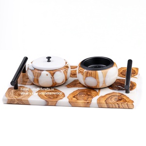 Most Selling <b>Wooden</b> & Resin/ Epoxy Arabic Handmade Oud Bakhoor Burner Tray Set with Acrylic <b>Box</b> Wood <b>Lid</b> for Luxury - Product Image 3
