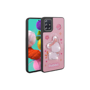 Coque de téléphone en silicone gaufré lumineux de luxe Netzy pour Samsung Galaxy A51, motif rose emblématique, coque arrière en silicone souple et élégante - Product Image 1