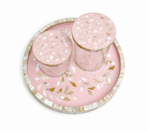 Elegant Pink Resin and Mother of Pearl Tray with Acrylic <b>Box</b> Jars – Luxury Decorative Organizer for Kitchen & <b>Coffee</b> <b>Table</b> - Product Image 6