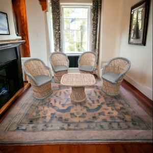 ชุดโซฟาไม้ไผ่สุดหรูทันสมัยพร้อมเบาะรองนั่งทอ4เก้าอี้และโต๊ะรับประทานอาหาร-ที่นั่งกลางแจ้ง/ในร่มเป็นมิตรกับสิ่งแวดล้อม - Product Image 2