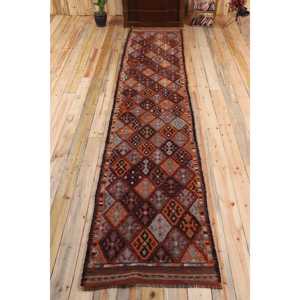 พรมตุรกีวินเทจ ขนาด 2.9x13.9 ฟุต สีน้ำตาล ลายเฮอร์กี ลายเพสลีย์ - Product Image 1