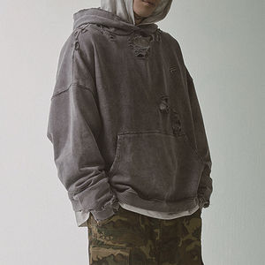 Sudadera de Alta Calidad con Bolsillo Canguro, Hombros Caídos, Manga Larga, Estilo Cuadrado, Vintage, Holgada, Desgastada, con Capucha para Hombre - Product Image 2