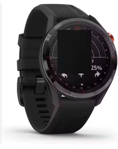 Montre GPS de sport et d'affaires ApproachS S62 avec caddie virtuel intégré, boîtier en fibre de carbone et céramique, bracelet en cuir acrylique, platine - Product Image 1