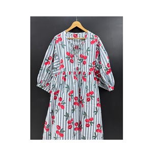 เดรสมิดิลำลองพิมพ์ลายผ้าฝ้ายแท้มีพู่สำหรับผู้หญิงสวมใส่สบายแฟชั่นทรงเอไลน์เงาฤดูร้อน - Product Image 1