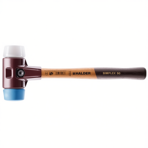 Marteau à tête souple SIMPLEX, longueur 330 mm, diamètre de la tête 40 mm, blanc/bois moyen-dur, matériau TPE, TPE-soft bleu/superplastique - Product Image 3