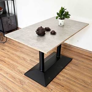 Minimalist <b>Extendable</b> Rectangular <b>Dining</b> <b>Table</b> 120x70cm Plywood with Double Iron Legs (BA68146) - Product Image 2