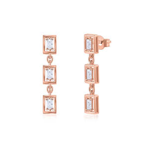 Pendientes de gota de oro rosa para mujer con diamantes y circonitas 14K/18K Pendientes de oro Pendientes colgantes de oro amarillo de moda - Product Image 1