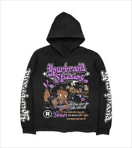 Ensemble de survêtement évasé à logo personnalisé 100% coton pour pantalon de survêtement et sweat à capuche à imprimé bouffant pour l'hiver - Product Image 3