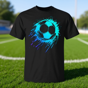 Camiseta de fútbol con diseño azul, manga corta y cuello redondo para niños, ropa deportiva - Product Image 3