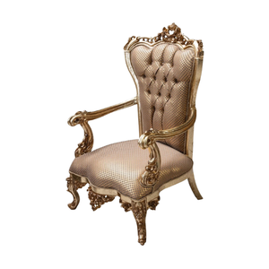Luxury Baroque Accent <b>Chair</b> Featuring Golden Leaf Finish and Premium Jacquard Fabric Upholstery - Product Image 1