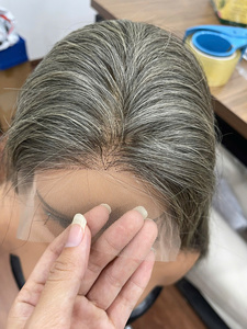 Méga vente, perruque en dentelle HD sans colle, cheveux vierges vietnamiens gris premium, double trame, cheveux humains - Product Image 2
