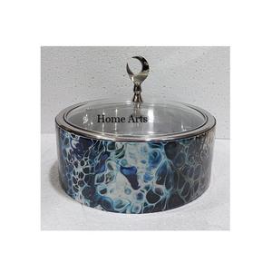 Plato para servir de forma redonda de diseño de tendencia con tapa de vidrio, olla caliente para boda, hogar, hotel y restaurante - Product Image 1